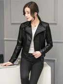 FTLZZ nueva primavera otoño mujer Faux chaquetas de cuero suave Pu negro Blazer cremalleras abrigo motocicleta prendas de vestir exteriores chaqueta de motorista