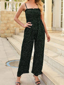 Frauen Polka Dot Jumpsuit Hohe Taille Strampler Boho Gelb Spaghettibügel Weite Beinhose Einteiliger Overall Weibliche Sommeroveralls