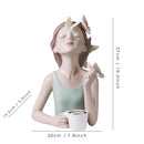 ARTLOVIN Schmetterlings-Fee-Figuren Mädchen-Figuren Kunstharz-Tischstatuen kreative Charaktere mit goldenem Metall-Tablett Heimdekoration Handwerk