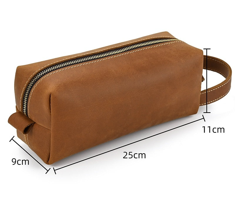 MAHEU High Quality Small Travel Bag Crazy Horse Leather Travel Wallet Storage Bag Washing Make Up Bag For Travel toiletry bag