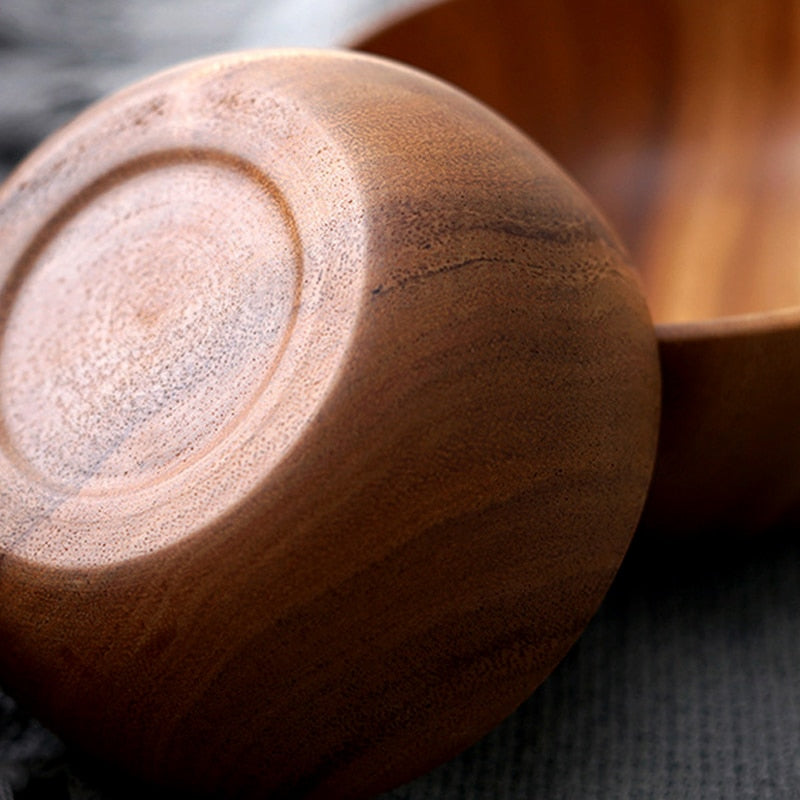 Cuenco de madera de Acacia Natural, cuenco para sopa y ensalada, cuenco grande y pequeño de madera, cuenco para servir comida, recipiente, utensilios de cocina de madera, vajilla, 1 ud.