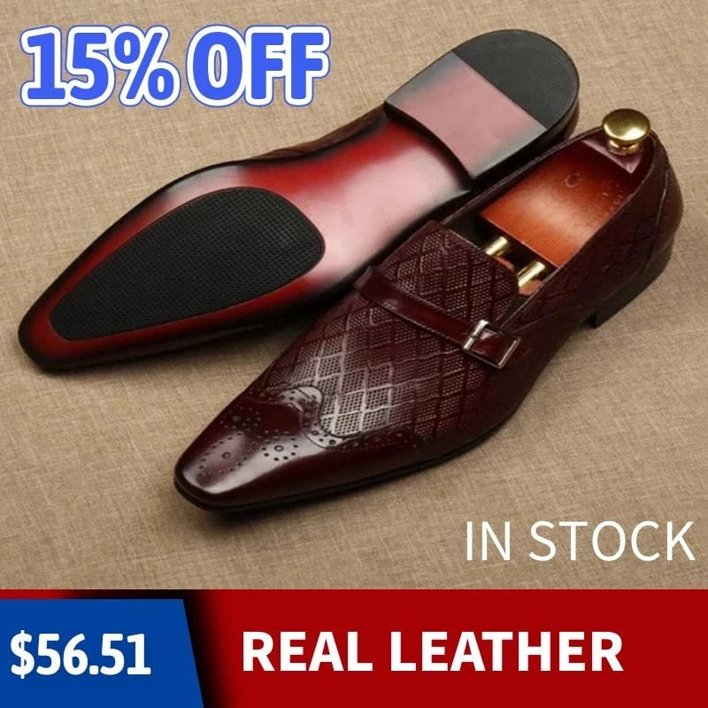 Italienische Herren Formelle Schuhe Luxus Echtes Leder Handgemacht Schwarz Hochzeit Soical Anzug Schnalle 2022 Herbst Neue Oxford Kleid Loafers