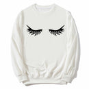 Fashion Eyelashes Women's White Sweatshirt Makeup Lashes Mascara Funny Tumblr Female Comfortable Graphic Aesthetic Top Sudaderas