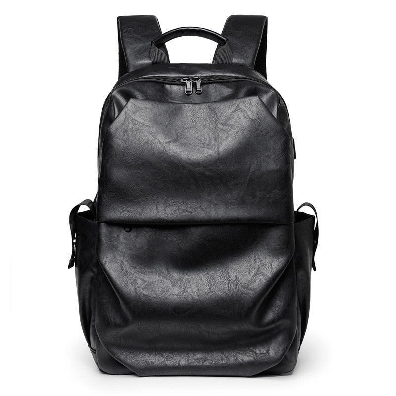 High Quality Leather PU Backpack Men USB Charging Fashion Men Backpack Bag Large Capacity Laptop Men Backpack Travel Backpack