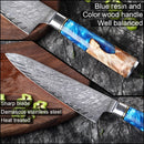 XITUO Kitchen Knives-Set Damascus Steel VG10 Chef Knife Cleaver Paring Bread Knife Blue Resin and Color Wood Handle 1-7PCS set