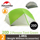 Naturehike Mongar 2-3 Personen Campingzelt 15D Nylon Upgrade Doppelschicht Outdoor Zelt Ultraleichtes Wasserdichtes Reise Wanderzelt
