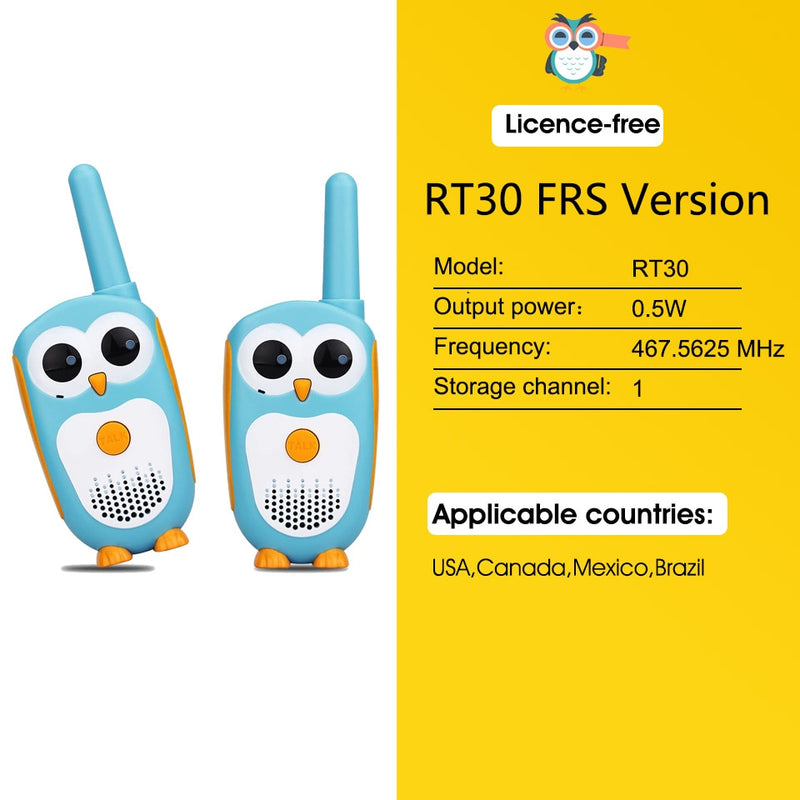 Retevis RT30 Walkie Talkie Kids 2pc Cartoon Owl Kinderradio Spielzeug Walkie-Talkie Weihnachten Geburtstagsgeschenk für Kinder Junge Mädchen