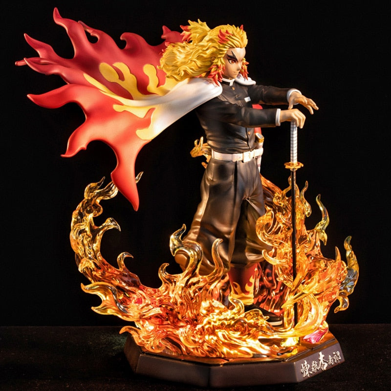 25 cm Demon Slayer Rengoku Kyoujurou PVC Figuras de acción Juguetes GK Anime Kimetsu No Yaiba PVC Figura de juguete