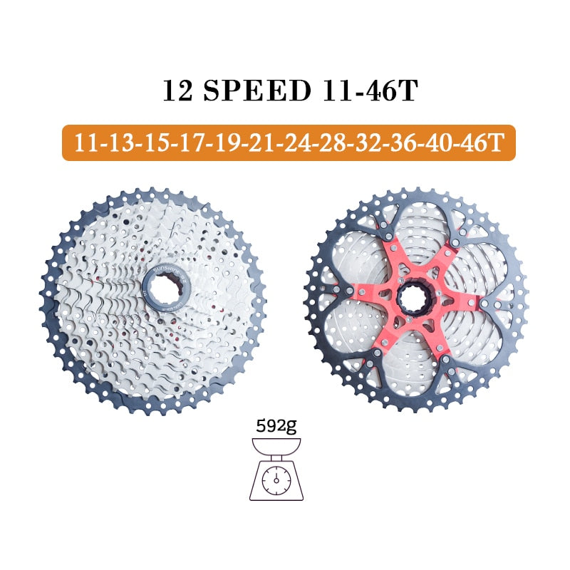 Sunshine Mountain Bike 8 9 10 11 12 Speed Velocidade Bicycle Cassette MTB Freewheel Sprocket 36T 40T 42T 46T 50T 52T for SHIMANO