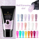 BORN PRETTY 30/20ml Glitter Acrylgel Fingerverlängerung Silber Rosa Verlängerungsgel Soak Off Nail Art Gel Lack