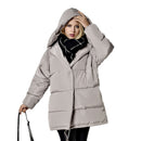 FTLZZ Winter Damen Jacken 90% weiße Entendaunen Parkas lose Kapuzenmäntel mittellang warm lässig rosa Schnee Outwear
