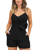 Sexy Spaghetti Strap Bowknot Design Mamelucos Mujeres Slim Fit Sin mangas Summer Playsuits Casual One Piece Jumpsuit