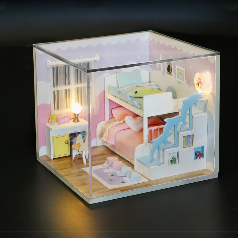 CuteBee Miniatur-Möbel für Puppenhaus-Zubehör, Mini-Haus, Spielzeughaus, DIY-Puppenhaus-Kit, Geschenk für Mädchen, Freunde, Kinder
