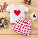 Neue Kleinkind Kinder Baby Mädchen Valentinstag Kleidung Langarm Liebe Herz Gedruckt Shirt Tops Tutu Rock 2 Stücke Outfits Set