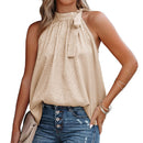 Summer Sexy Off Shoulder Halter Lacing Chiffon Women's Blouses Elegant Fashion Solid Sleeveless Shirt Pullover Vest Tops Women