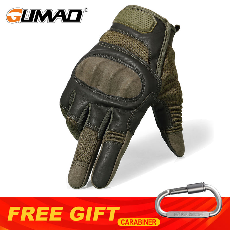 Guantes tácticos de cuero PU pantalla táctil carcasa dura guante de dedo completo ejército militar combate Airsoft conducción bicicleta mitones hombres