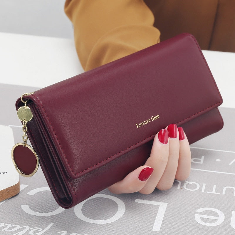 aliwood Brand Leather Women Wallets New Female Clutch Fashion Letter Long Tri-fold Wallet Purse Fresh Card Holder Cartera Mujer