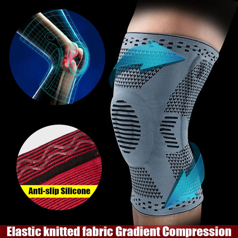 Rodillera de compresión deportiva, Protector de rótula, almohadillas de silicona de punto para piernas para ciclismo, correr, baloncesto, fútbol