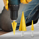 Stufenbohrer 3-teilige metrische Spiralnut Der Pagodenform-Lochschneider 4–12/20/32 mm HSS-Stahlkegelbohrer-Set Stufenbohrer