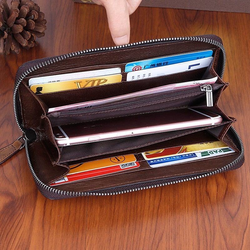 Genuine Leather Women Wallet Long Clutch Handy Bag Printing Rose flower Female Lady Card Retro Money Clips Purse