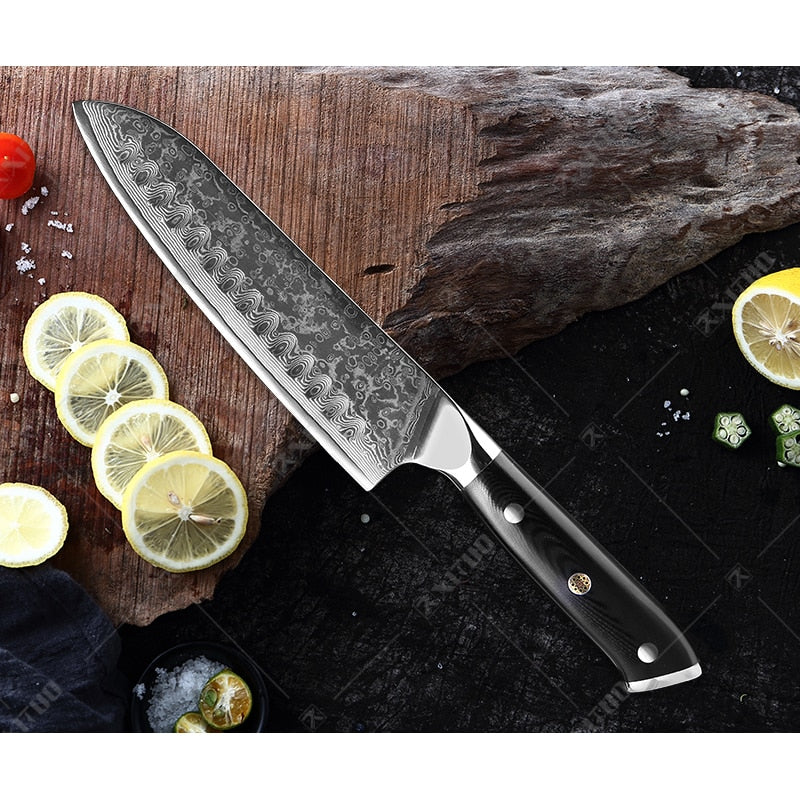 XITUO Damasco Chef cuchillo 1-8 piezas profesional Japón Sankotu Cleaver hueso cuchillos utilidad Kiritsuke pelado cuchillo de cocina