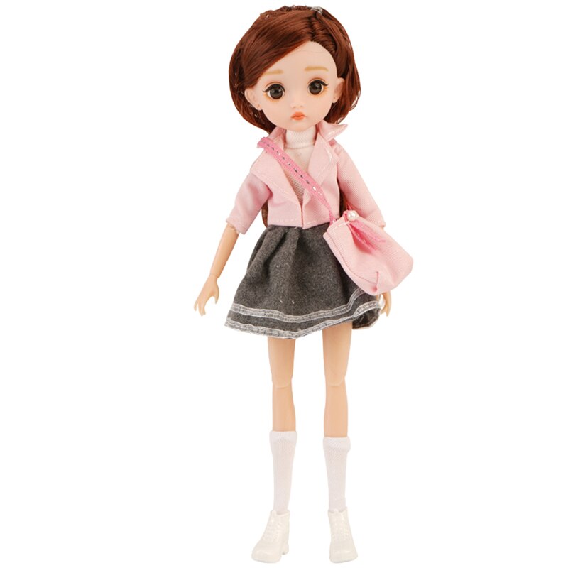 New Edition 11 Joint Moveable Body 26cm 1/6 Doll Purple Brown Eyes with Fashion Clothes Shoes Style Dress Up Baby Dolls DIY Toy