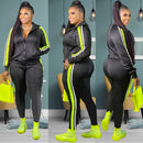 2022 Plus Größe S-4XL 2-teiliges Set Frauen Herbst Kleidung Sweatsuit Joggers Outfit Zip Top Jogginghose Trainingsanzug Großhandel Dropshipping