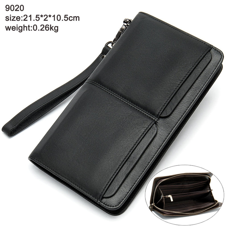 Cartera WESTAL para hombre, bolso de mano de cuero genuino, cartera para hombre, cartera de cuero para tarjetas de crédito, carteras para teléfono, monederos para pasaporte