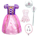 Mädchen Rapunzel Kleid Kinder Sommer Tangled Fancy Prinzessin Kostüm Kinder Verkleidung Geburtstag Karneval Halloween Party Kleidung 2-8T