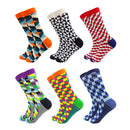 6-12 Pairs Colorful Cotton Fashion Casual Women and Men Funny Socks Stripe Grid Geometry Fun Dress Socks