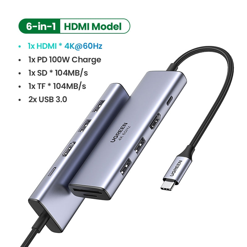UGREEN USB C HUB tipo C a Multi USB 3,0 HUB adaptador HDMI Dock para MacBook Pro Huawei Mate 30 USB-C 3,1 puerto divisor tipo C HUB