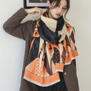 Warmer Winterschal Kaschmir Frauen Pashmina Design Druck Schals Wrap Weibliche Dicke Decke Weiche Bufanda Stolen 2022 Mode