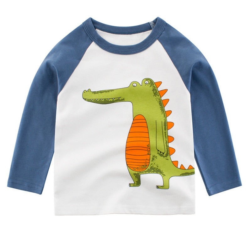 95% BAUMWOLLE Jungen T-Shirts Frühling Herbst Langarmshirts Kinder Dinosaurier Sweatshirt Kinder Jungen Shirts Kleidung Jungen Kleidung