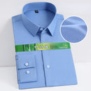 Camisa de vestir elástica antiarrugas para hombre, camisas de manga larga de fibra de bambú para hombre, Camisas sociales formales, camisas blancas sin bolsillo