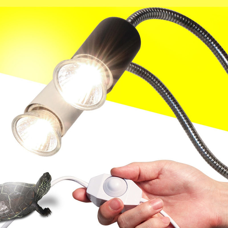 Juego de lámparas para reptiles UVA + UVB 3.0 con portalámparas con clip y termómetro higrómetro Kit de lámpara de calefacción para tomar el sol