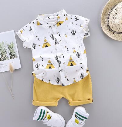 Conjunto de ropa de verano para bebés, camisa de manga corta con estampado de dinosaurio de dibujos animados para niños y pantalones de 1, 2, 3 y 4 años, atuendo para niños pequeños