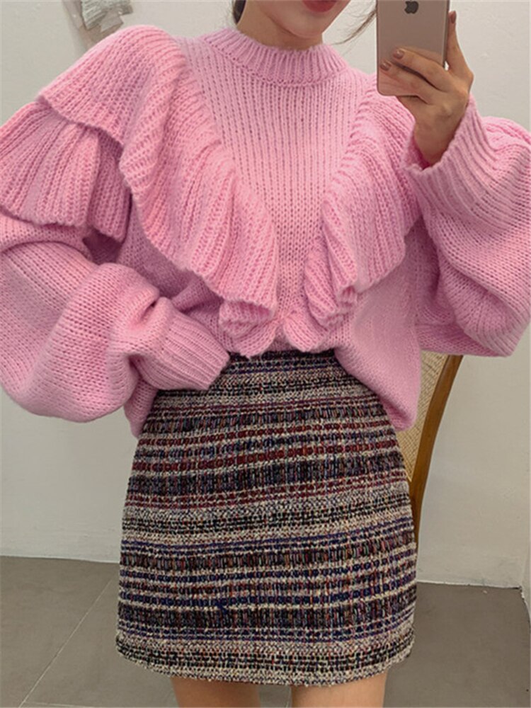 Alien Kitty 2022 Neue Frühling Koreanische Art Lose Pullover Frauen Solide Gestrickte Pullover Winter Warme Pullover Femme