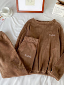 Winter-Pyjama-Sets für Frauen, Nachtwäsche, Zuhause, Kleidung, Pyjama, Heimkleidung, Damen-Pyjama-Set, Samthosen, Nachtwäsche, dick, warm