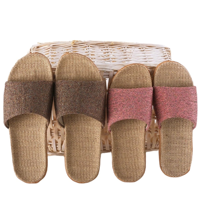 Suihyung Frauen Hausschuhe Weibliche Casual Flax Slides 13 Farben Leinen Gürtel Damen Sandalen Flip Flops Liebhaber Sommer Indoor Home Schuhe