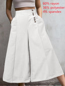 Celmia, Pantalones a rayas de cintura alta para mujer, Pantalones de pierna ancha Retro a la moda 2022, Pantalones casuales de verano con botones, Pantalones sueltos elegantes para fiesta