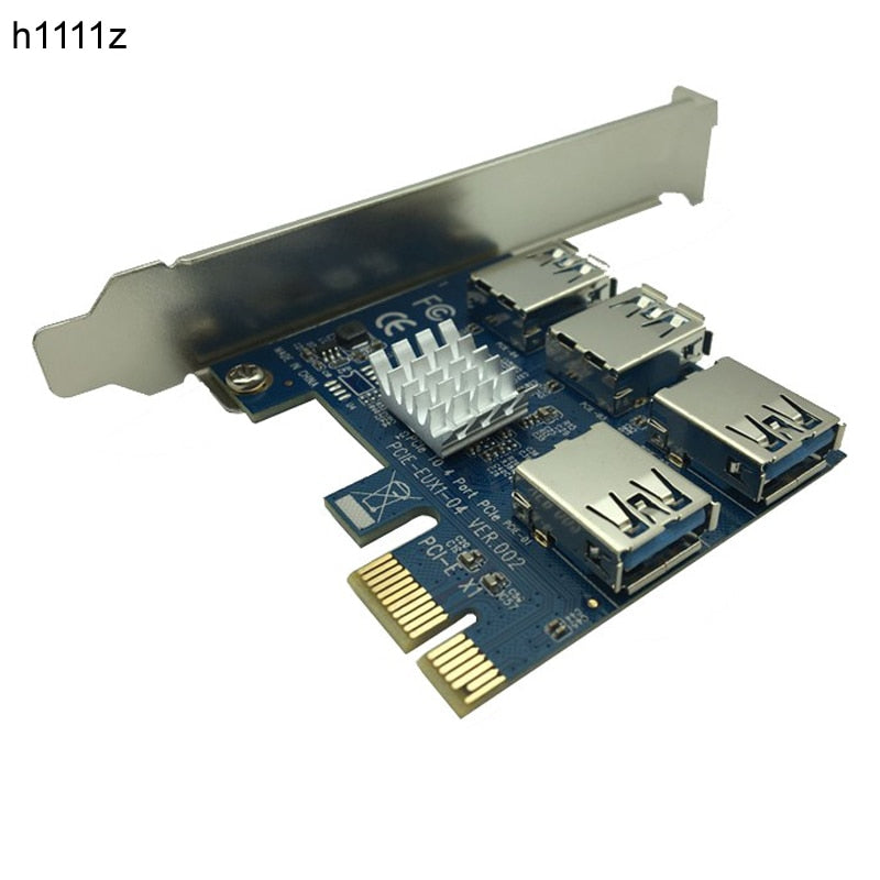 PCI-E zu PCI-E Adapter 1 Turn 4 PCI-Express Slot 1x bis 16x USB 3.0 Mining Spezieller Riser Card PCIe Konverter für BTC Miner Mining