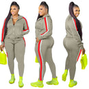 2022 Plus Größe S-4XL 2-teiliges Set Frauen Herbst Kleidung Sweatsuit Joggers Outfit Zip Top Jogginghose Trainingsanzug Großhandel Dropshipping