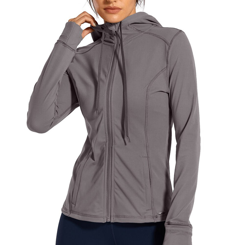 Sportbekleidung Damen Sportjacke Damen matt gebürstet Full Zip Hoodie Mäntel Oberbekleidung mit Kapuze Workout Sportjacken Taschen