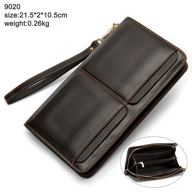 WESTAL Men's Wallet Genuine Leather Clutch Bag Men's Purse Leather Wallet for Credit Card Phone Wallets for Passport Coin Purses