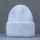 Sombrero de invierno de gran venta, sombreros de invierno de piel de conejo Real para mujer, gorros cálidos a la moda para mujer, gorro para la cabeza con cubierta sólida para adultos