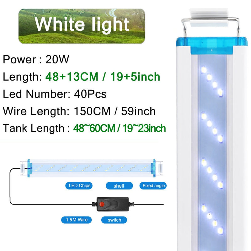 18-75CM Super Slim LEDs Aquarium Lighting Aquatic Plant Light Extensible Waterproof Clip on Lamp For Fish Tank 90-260V