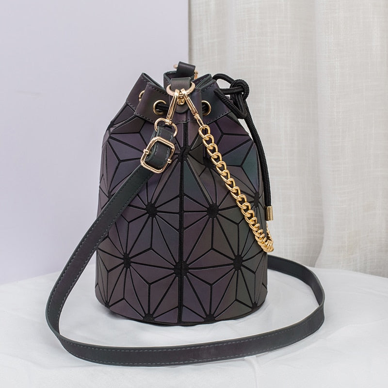 DIOMO Damentaschen Mode 2022 Trend Geometrische Reflektierende Leuchtende Eimertasche Designer Handtaschen Crossbody Umhängetaschen