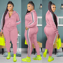 2022 Plus Größe S-4XL 2-teiliges Set Frauen Herbst Kleidung Sweatsuit Joggers Outfit Zip Top Jogginghose Trainingsanzug Großhandel Dropshipping