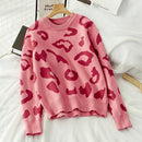 Schöne Rosa Leopard Kurzer Pullover und Pullover Frauen 2020 Herbst Winter Koreanische Elastische Strickpullover Weibliche Strickwaren