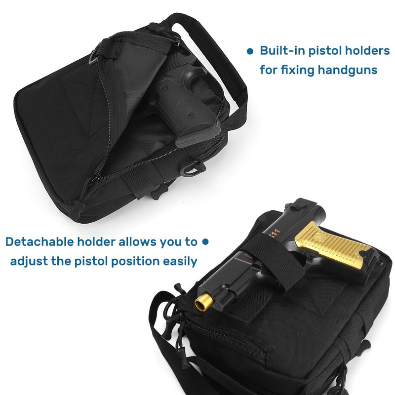 Tactical Gun Bag Pistol Carry Pouch Military Handgun Shoulder Sling Bag Gun Holster Pouch Messenger Bag Adjustable EDC Tool Pack